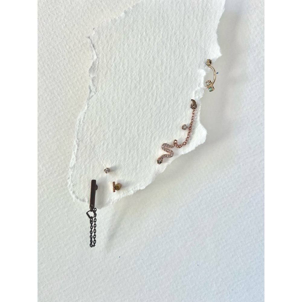 Rose Gold Pave Serpent Moon Earring Set